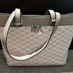 Michael Kors Gray and White Structured Tote
